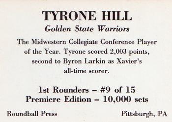 1989-90 Roundball Press 1st Rounders (Unlicensed) #9 Tyrone Hill Back