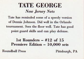 1989-90 Roundball Press 1st Rounders (Unlicensed) #12 Tate George Back