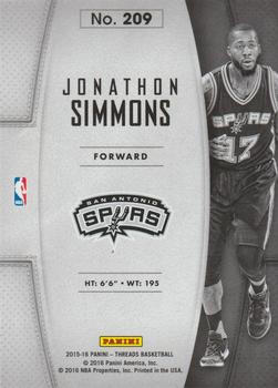 2015-16 Panini Threads #209 Jonathon Simmons Back