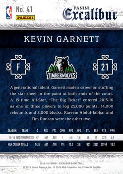 2015-16 Panini Excalibur #41 Kevin Garnett Back