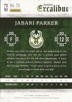 2015-16 Panini Excalibur #75 Jabari Parker Back