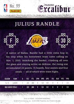 2015-16 Panini Excalibur #99 Julius Randle Back