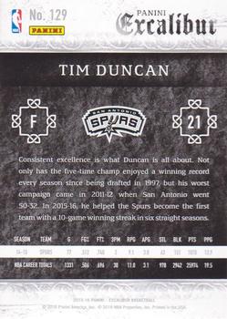 2015-16 Panini Excalibur #129 Tim Duncan Back