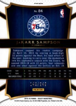 2015-16 Panini Select - Concourse Blue Prizms #84 JaKarr Sampson Back