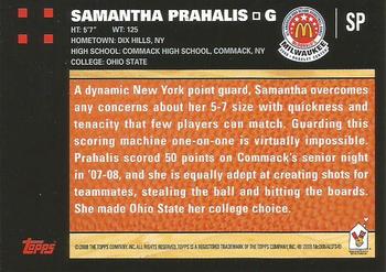 2008 Topps McDonald's All-American Game - Portraits (Photo Shoot) #SP Samantha Prahalis Back