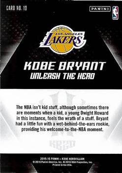 2015-16 Panini Kobe Bryant HeroVillain #10 Kobe Bryant Back