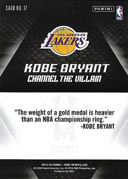2015-16 Panini Kobe Bryant HeroVillain #38 Kobe Bryant Back