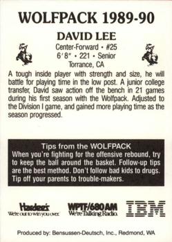 1989-90 NC State Wolfpack #NNO David Lee Back