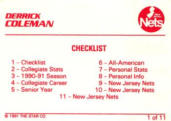 1990-91 Star Derrick Coleman Red - Glossy #1 Derrick Coleman Back