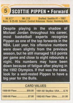1994 SCD Sports Card Pocket Price Guide #5 Scottie Pippen Back