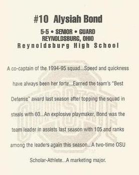 1994-95 Ohio State Buckeyes Women #2 Alysiah Bond Back