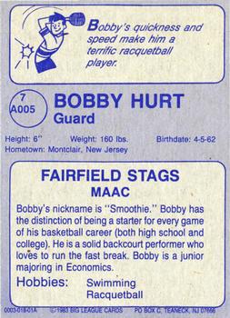 1982-83 Big League Cards Fairfield University Stags #7 Bobby Hurt Back