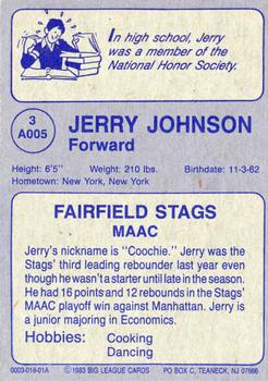 1982-83 Big League Cards Fairfield University Stags #3 Jerry Johnson Back