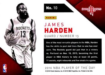2015-16 Panini Player of the Day #10 James Harden Back