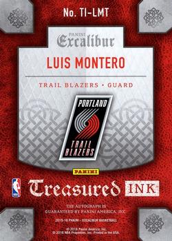 2015-16 Panini Excalibur - Treasured Ink #TI-LMT Luis Montero Back