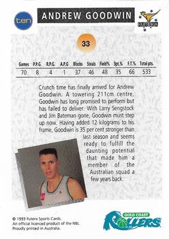 1993 Futera Australian NBL #33 Andrew Goodwin Back