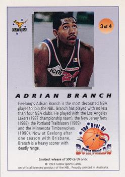 1993 Futera Australian NBL - The Best of Both Worlds Exchange #3 Adrian Branch Back