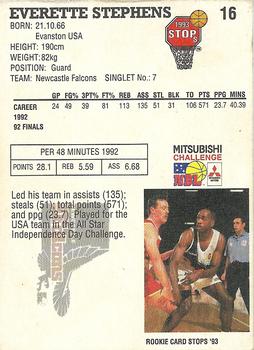 1993 Australian Stops NBL #16 Everette Stephens Back
