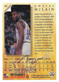 1994 Futera Australian NBL #82 Dwayne McClain Back