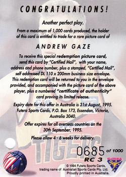 1994 Futera Australian NBL - Best of Both Worlds #RC3 Andrew Gaze Back