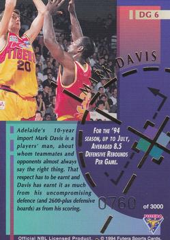 1994 Futera Australian NBL - Defensive Giants #DG6 Mark Davis Back