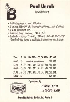1990-91 Bradley Braves #21 Paul Unruh Back