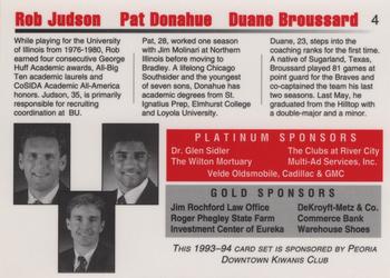 1993-94 Bradley Braves #4 Duane Broussard / Pat Donahue / Rob Judson Back