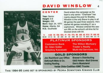 1994-95 Bradley Braves #4 David Winslow Back
