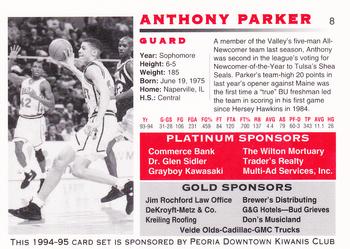 1994-95 Bradley Braves #8 Anthony Parker Back