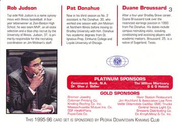 1995-96 Bradley Braves #3 Duane Broussard / Pat Donahue / Rob Judson Back