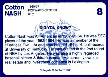 1988-89 Kentucky's Finest Collegiate Collection - Gold Edition #8 Cotton Nash Back