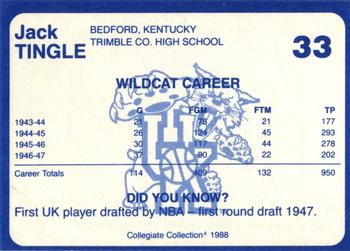 1988-89 Kentucky's Finest Collegiate Collection - Gold Edition #33 Jack Tingle Back