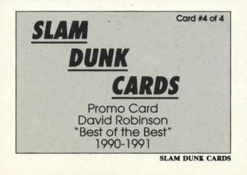 1990-91 Slam Dunk David Robinson (Unlicensed) - Promos #4 David Robinson Back