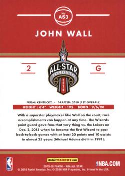 2015-16 Donruss Toronto All-Star #AS3 John Wall Back