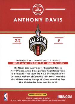 2015-16 Donruss Toronto All-Star #AS4 Anthony Davis Back
