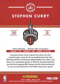 2015-16 Donruss Toronto All-Star #AS5 Stephen Curry Back