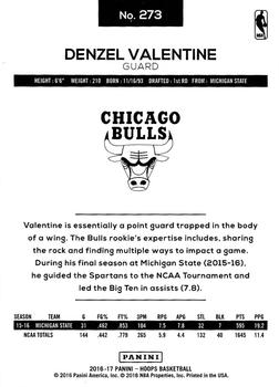 2016-17 Hoops #273 Denzel Valentine Back