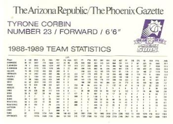 1992-93 Arizona Republic/Gazette Phoenix Suns 25th Anniversary #NNO Tyrone Corbin Back