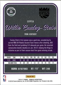 2016-17 Donruss #56 Willie Cauley-Stein Back