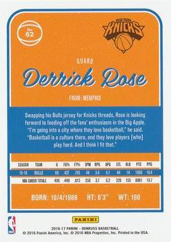 2016-17 Donruss #62 Derrick Rose Back