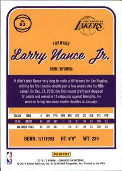 2016-17 Donruss #63 Larry Nance Jr. Back