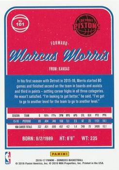 2016-17 Donruss #101 Marcus Morris Back