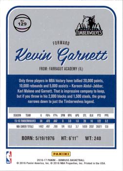 2016-17 Donruss #129 Kevin Garnett Back