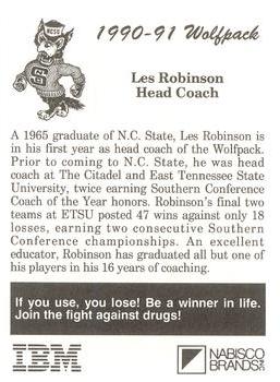 1990-91 NC State Wolfpack #NNO Les Robinson Back