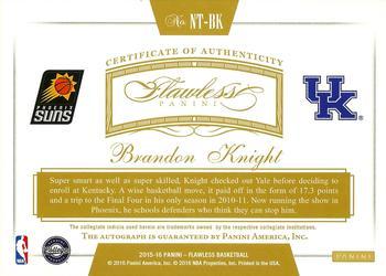 2015-16 Panini Flawless - Now and Then Signatures Emerald #NT-BK Brandon Knight Back