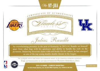 2015-16 Panini Flawless - Now and Then Signatures Platinum #NT-JRA Julius Randle Back
