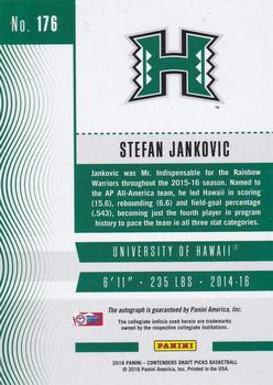 2016 Panini Contenders Draft Picks - College Ticket Autographs Draft Ticket Red Foil #176 Stefan Jankovic Back