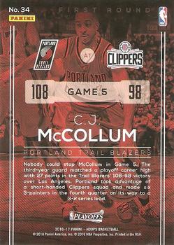 2016-17 Hoops - Road to the Finals #34 C.J. McCollum Back