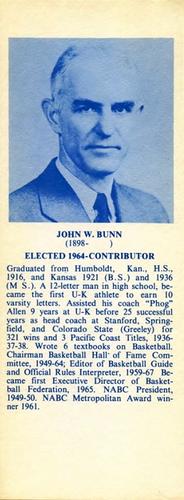 1968-74 NBA Hall of Fame Bookmarks #NNO John Bunn Front
