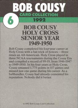 1992 Bob Cousy Collection #6 Holy Cross & Senior Year Back